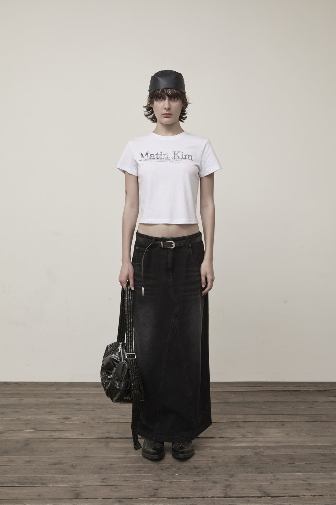 Matin Kim Stamp Logo Graphic Crop Top — White