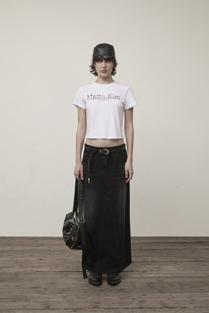 Matin Kim Stamp Logo Graphic Crop Top — White