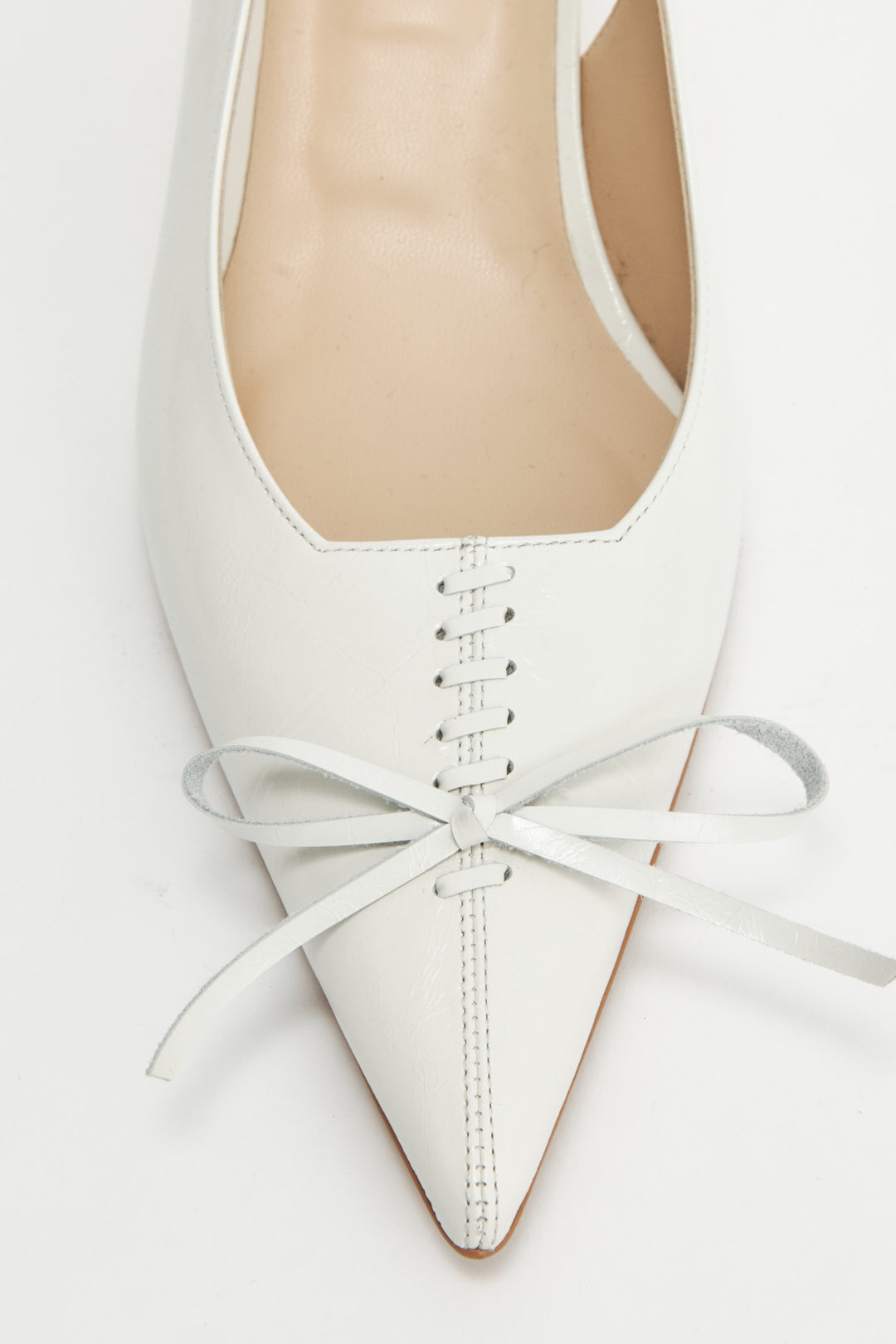 KIMMATIN Ribbon Stiletto Sling Back Heels — Ivory