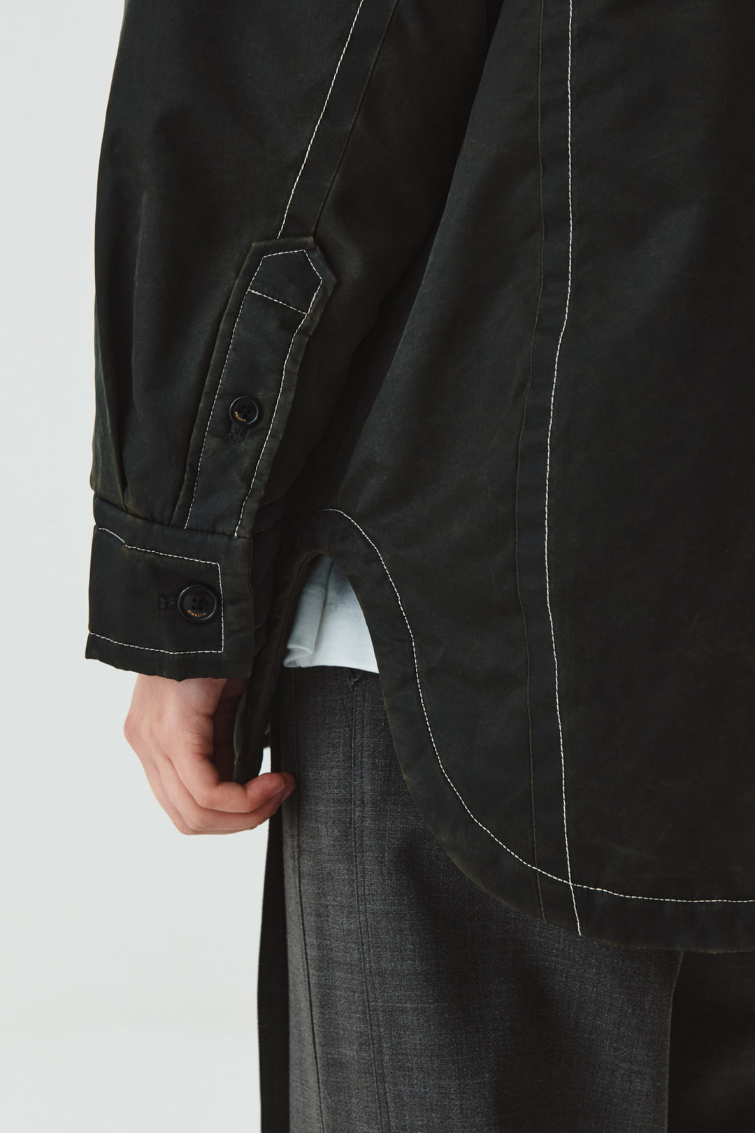 KIMMATIN Pocket Point Padded Shirt Jumper — Brown