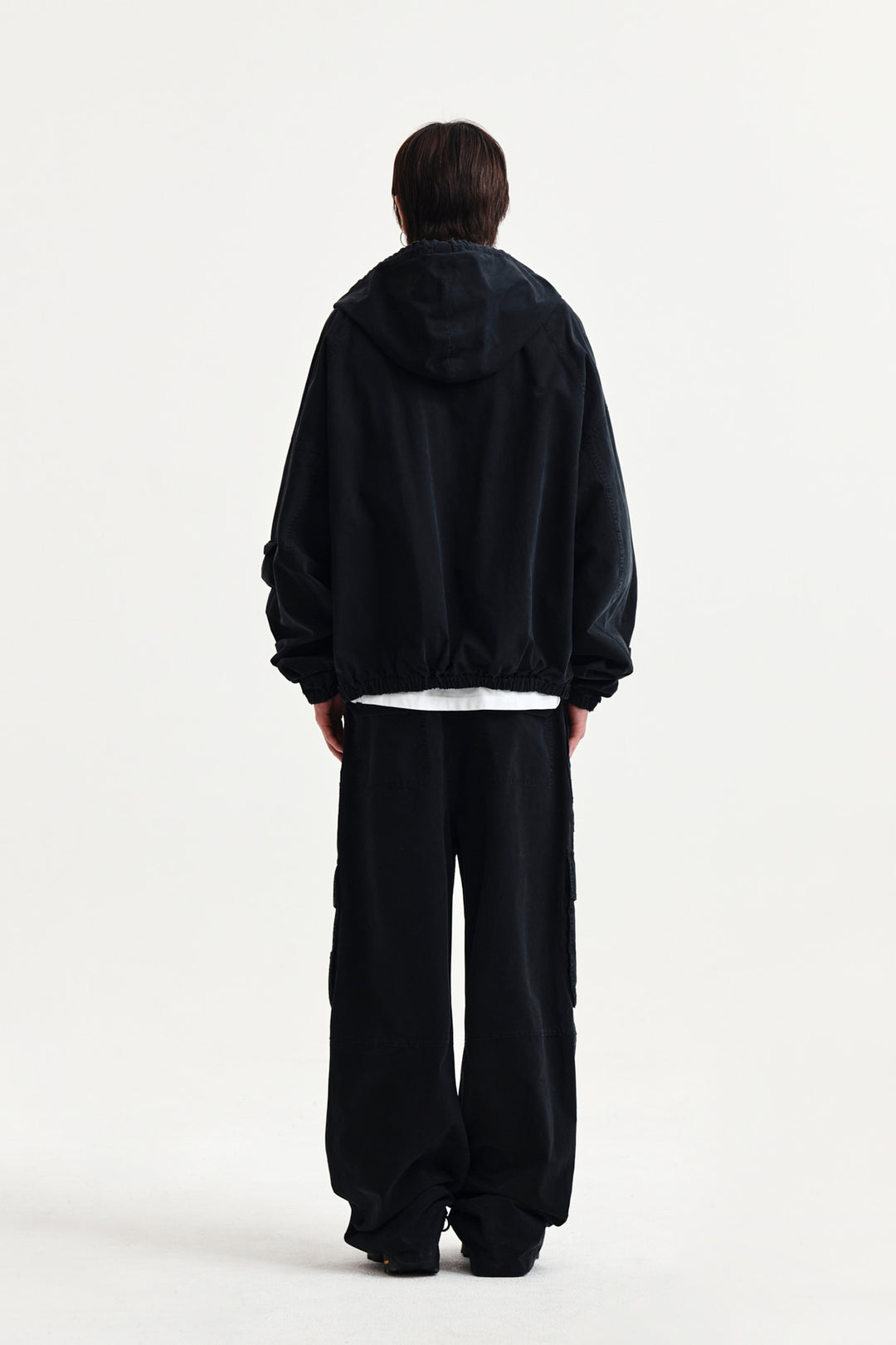 Matin Kim Washed Cotton Zip Hoodie — Black