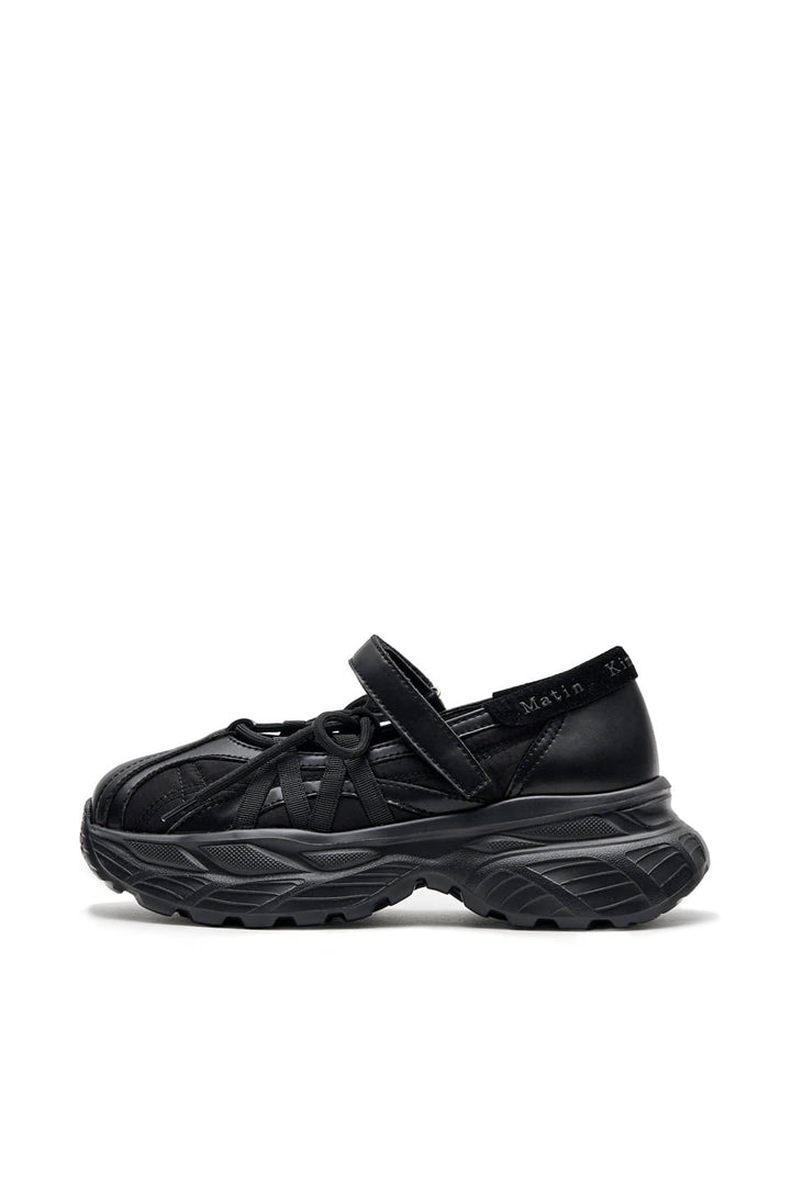Matin Kim Lace Up Chunky Ballet Sneaker — Black