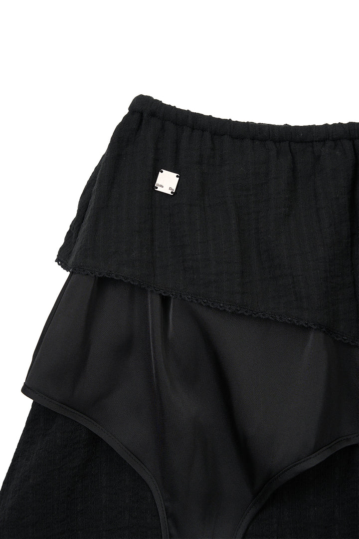 Matin Kim Multi Panel Layered Skirt — Black