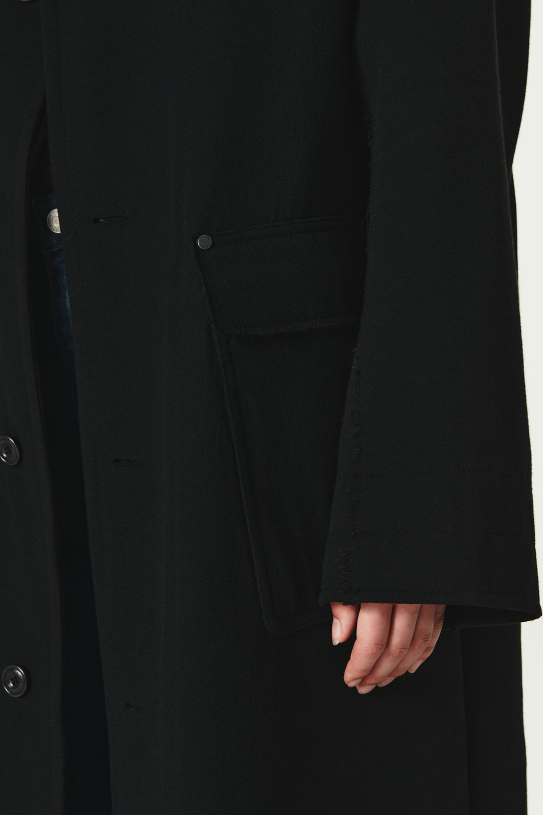 KIMMATIN Reversible Wool Cotton Oversized Coat — Black
