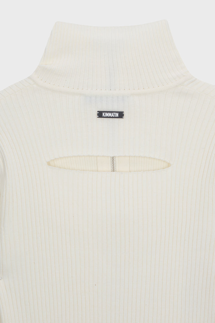 KIMMATIN High Neck Two Way Zip Cardigan — Ivory