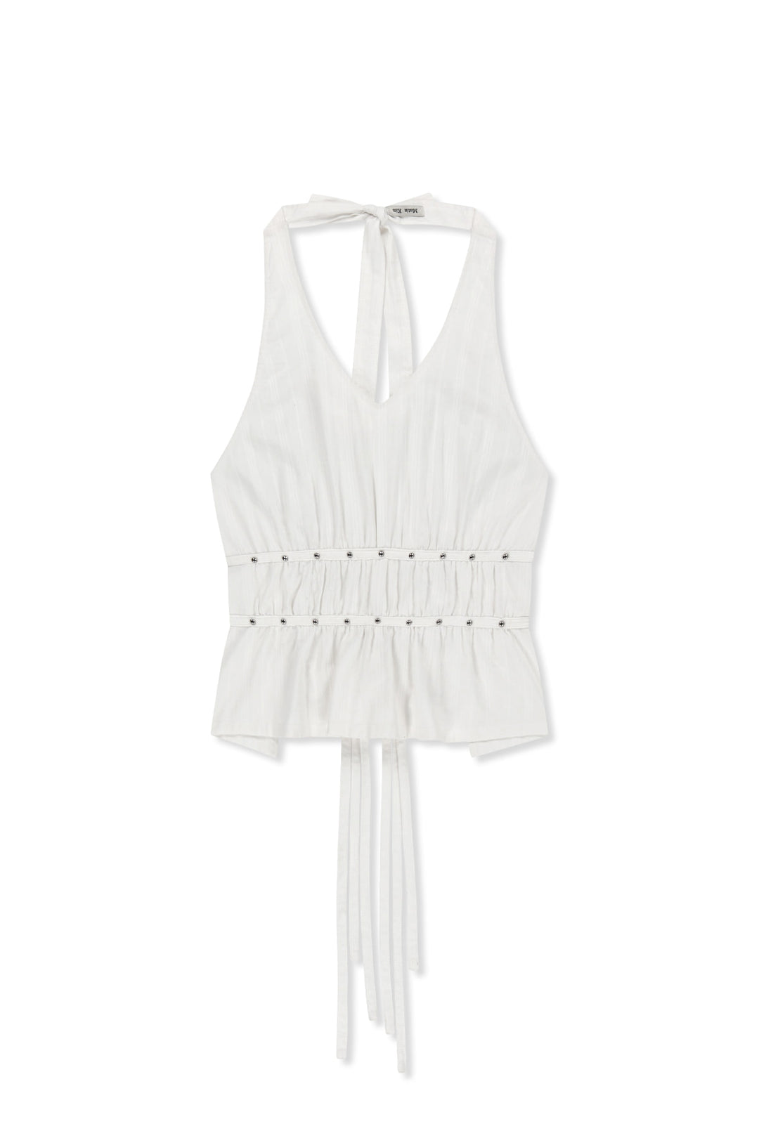 Matin Kim Halter Neck Shirring Blouse — White