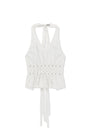 Matin Kim Halter Neck Shirring Blouse — White