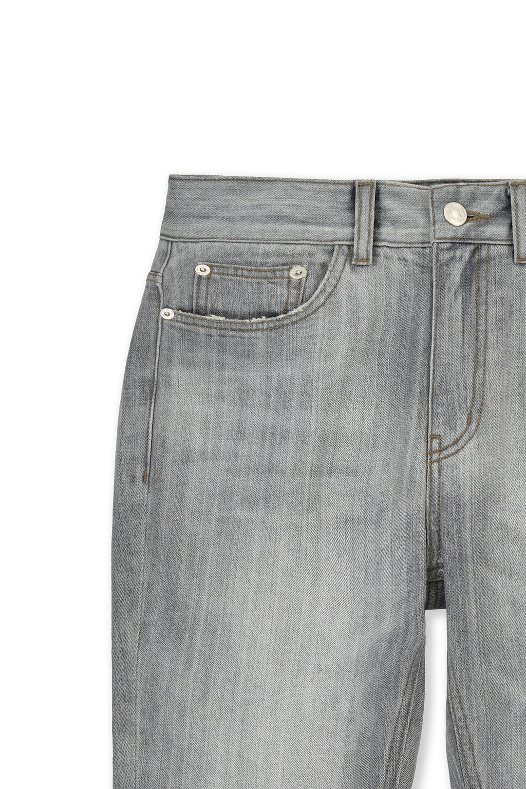 Matin Kim Washed Point Boots Cut Denim — Gray