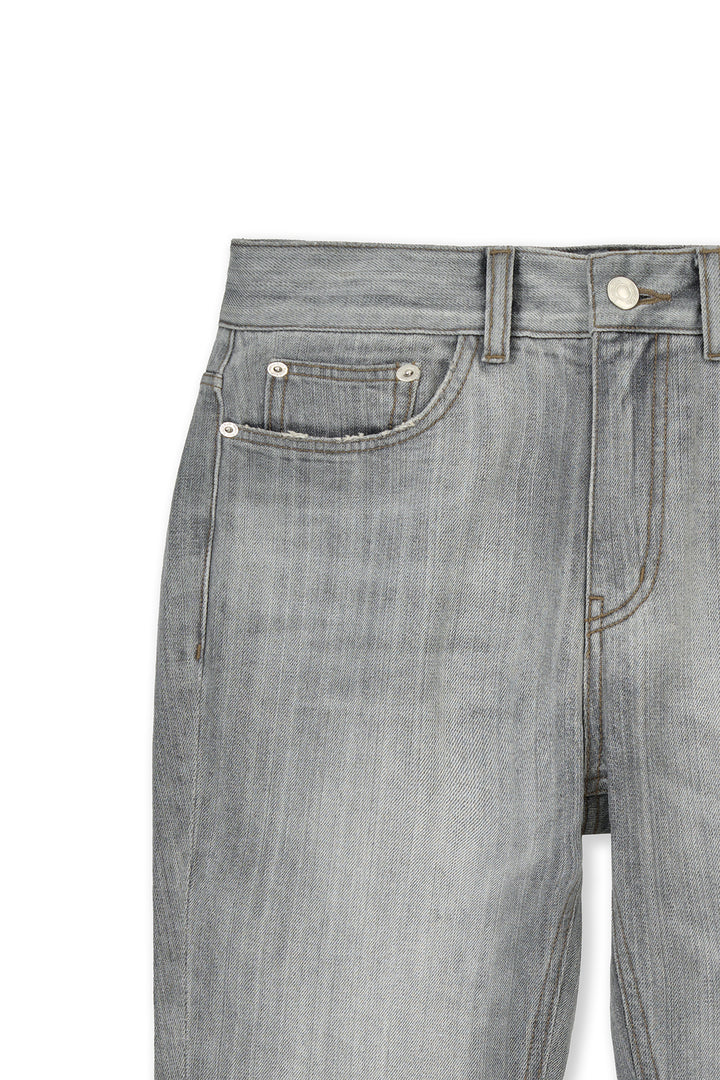 Matin Kim Washed Point Boots Cut Denim — Gray