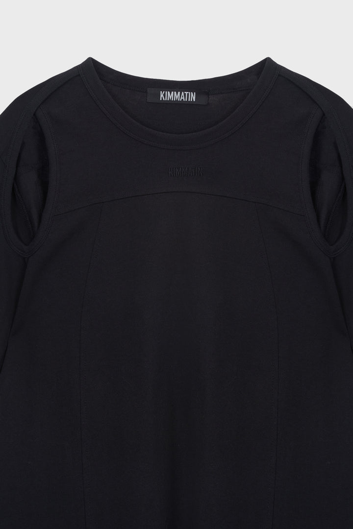 KIMMATIN Shoulder Hole Half Sleeve Top — Black