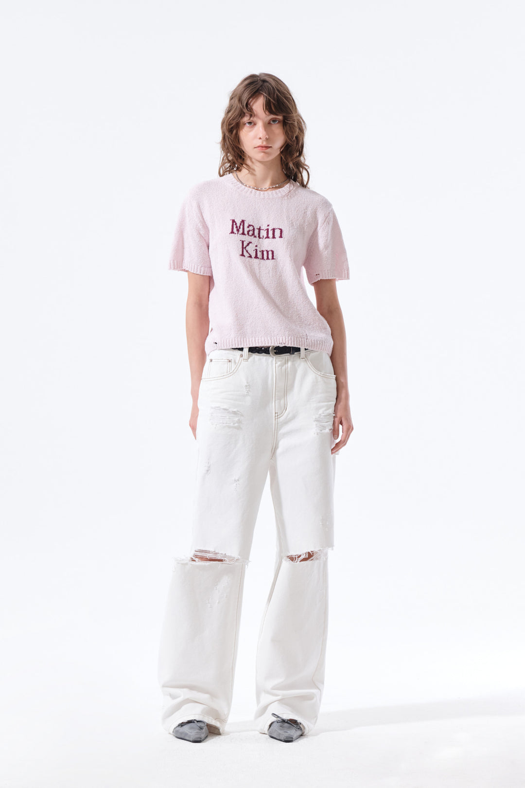 Matin Kim Half Sleeve Logo Pullover — Pink