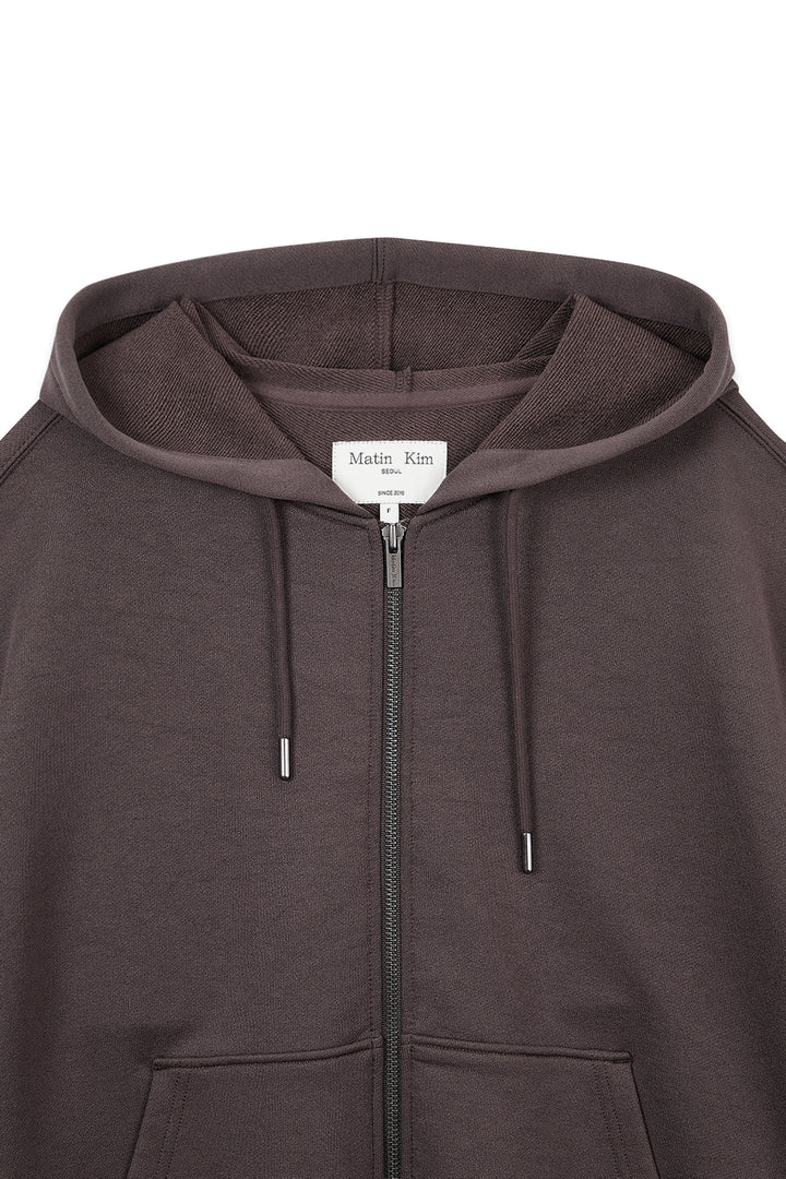 Matin Kim Back Logo Glitter Zip Hoodie — Brown