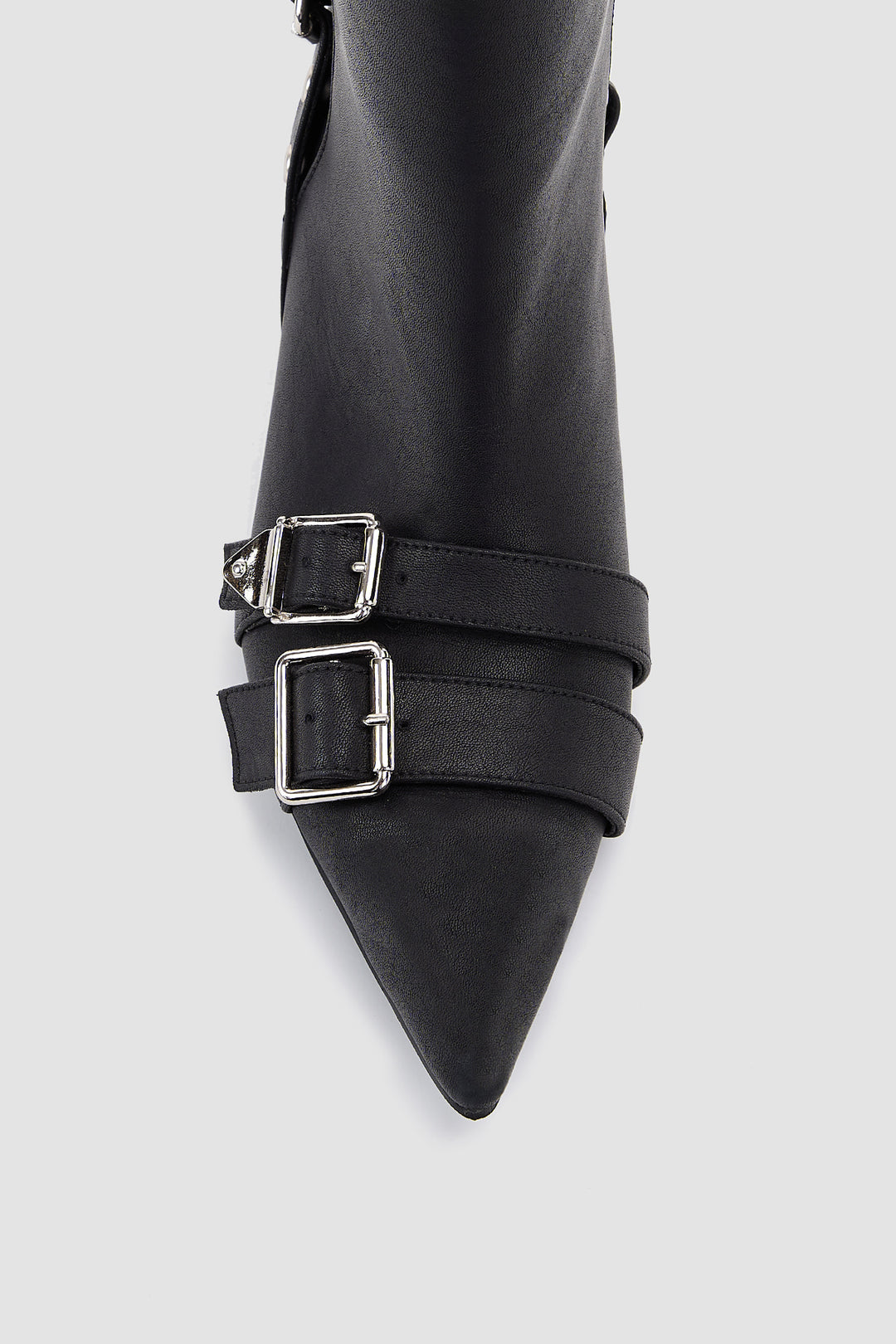 KIMMATIN Laminated Leather Stiletto Ankle Boot — Black