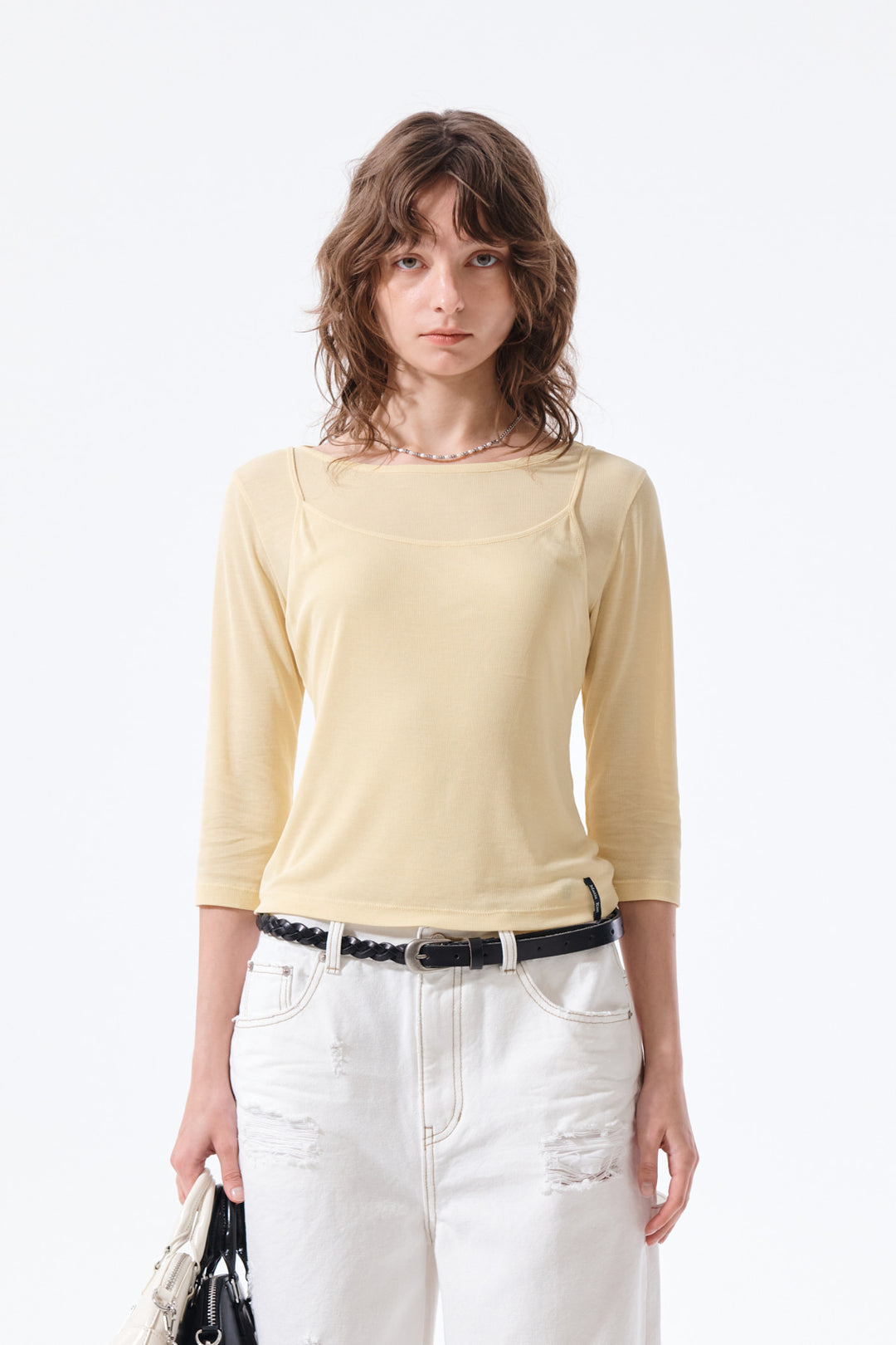Matin Kim 3/4 Sleeve Layered Tank Top — Yellow