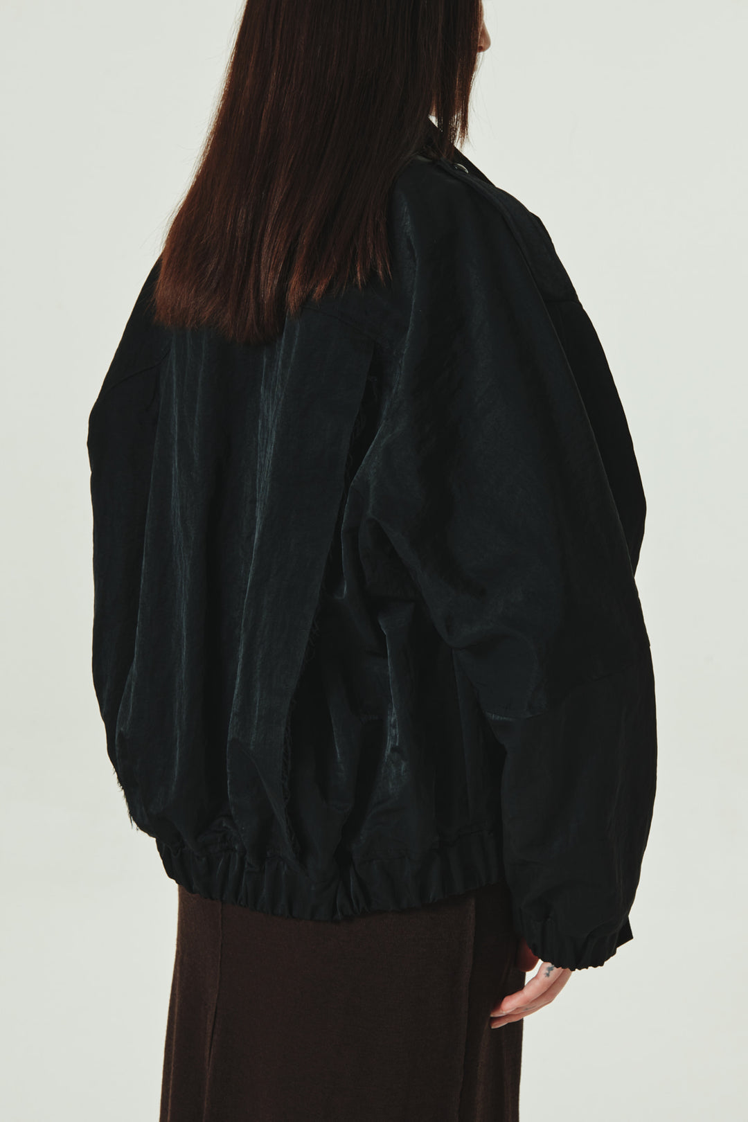 KIMMATIN High Neck Nylon Jumper — Black