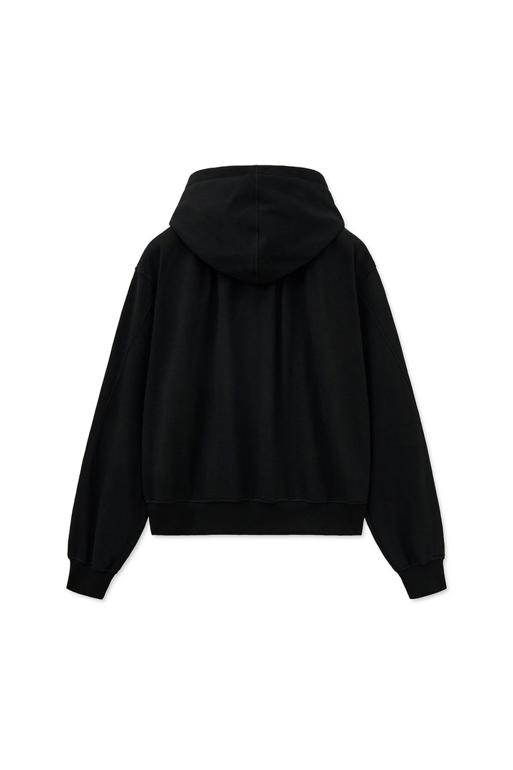 Matin Kim Drawstring Point Zip Up Hoody — Black