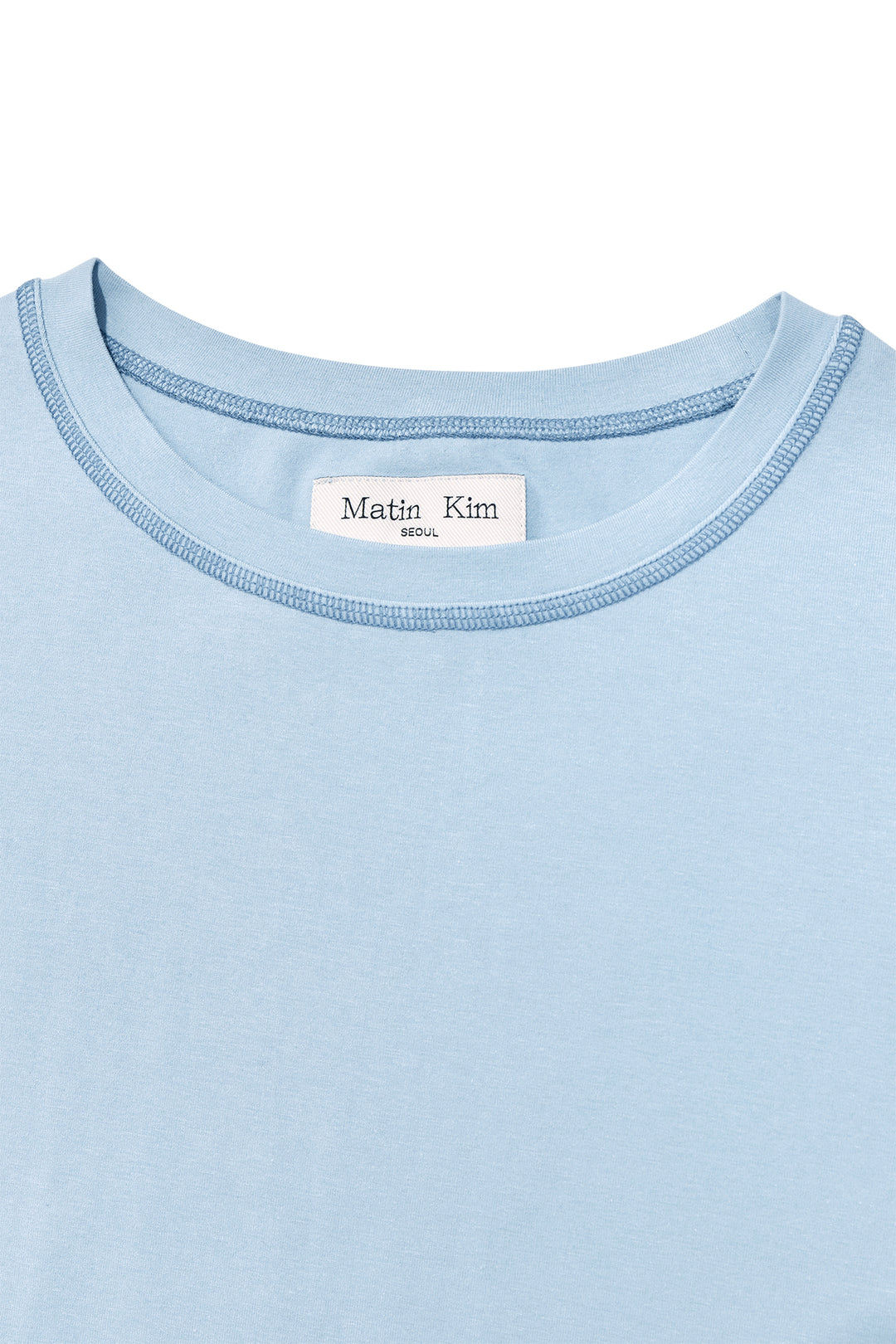 Matin Kim Three Quarter Logo Slim Top — Light Blue