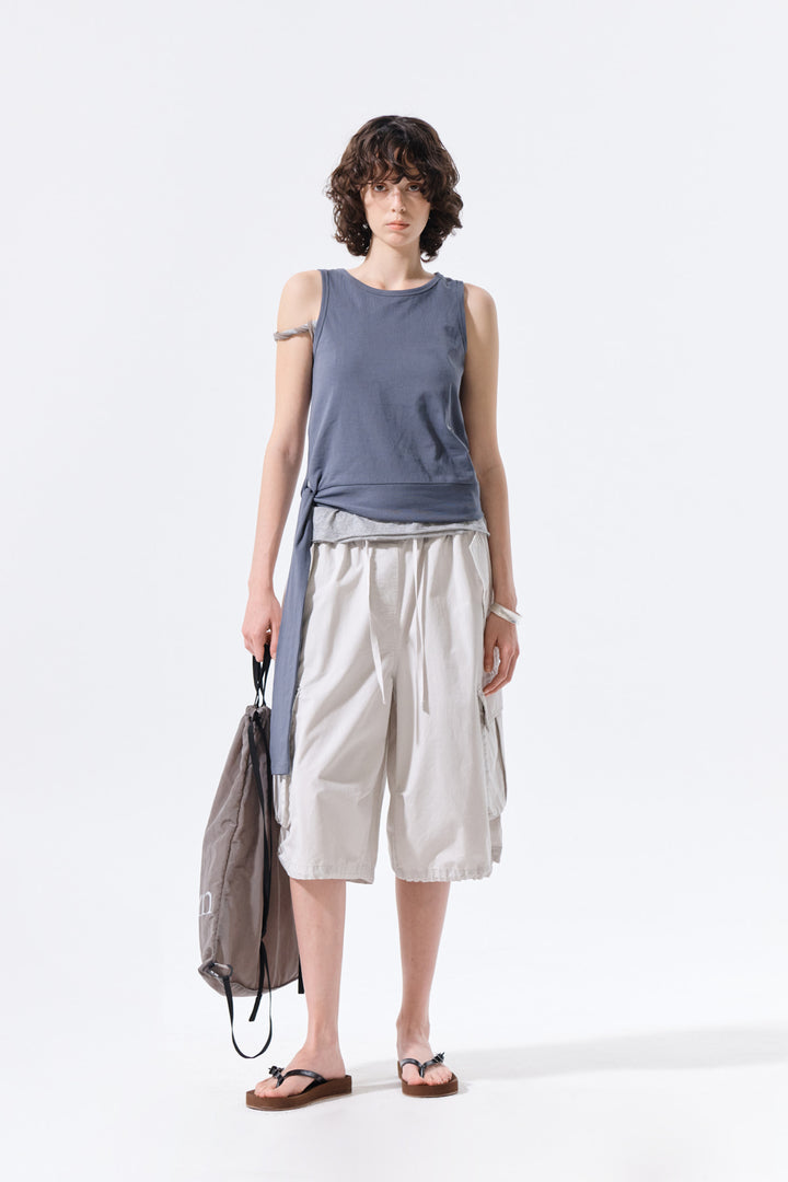 Matin Kim Hem Tie Detail Sleeveless Top — Charcoal