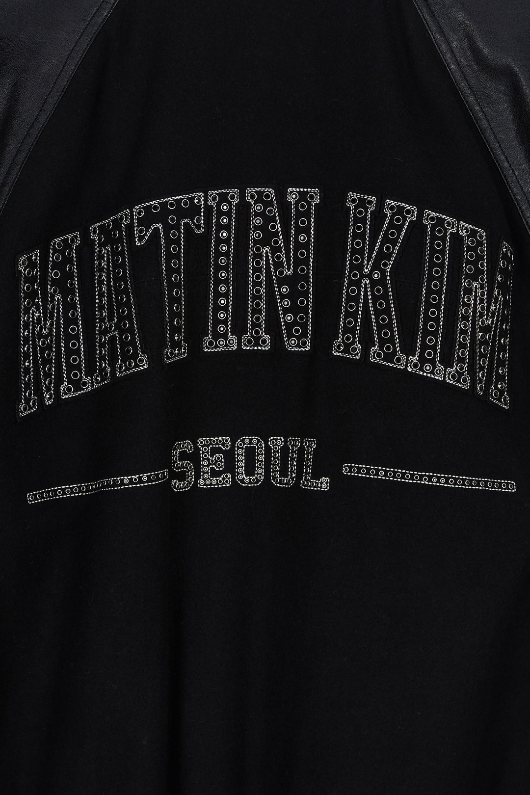 Matin Kim Faux Leather Point Jumper — Black