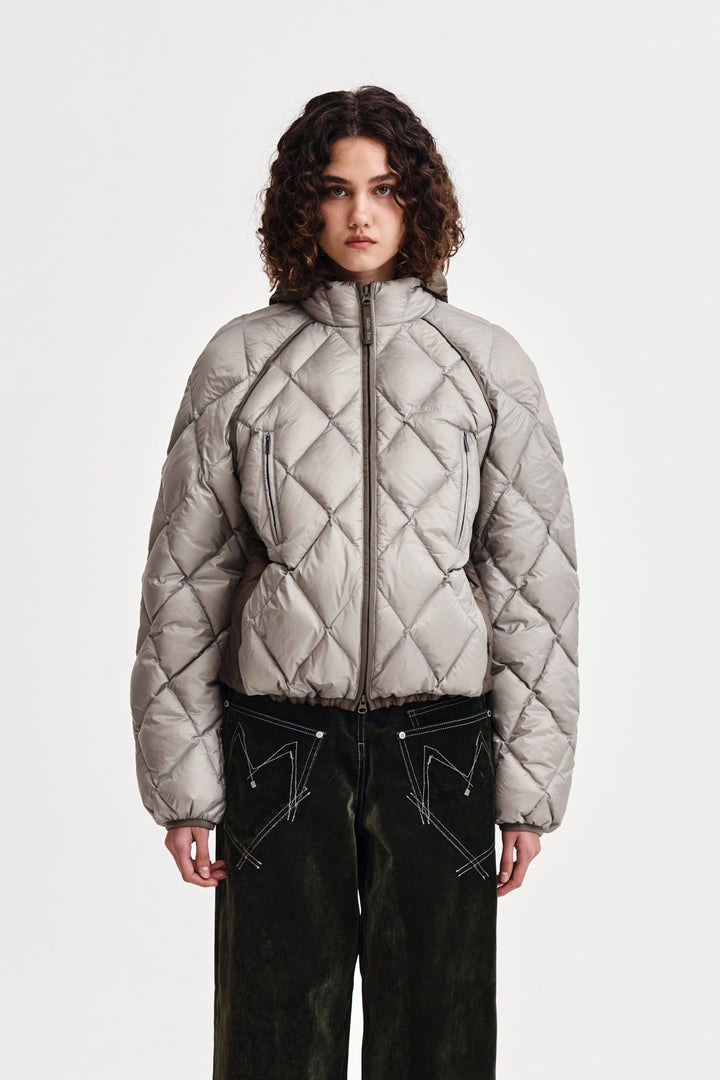 Matin Kim Quilting Hoody Lightweight Jumper — Beige