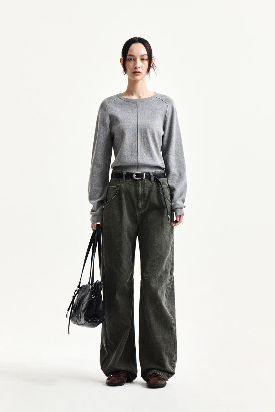 Matin Kim Raglan Sleeve Knit Pullover — Gray