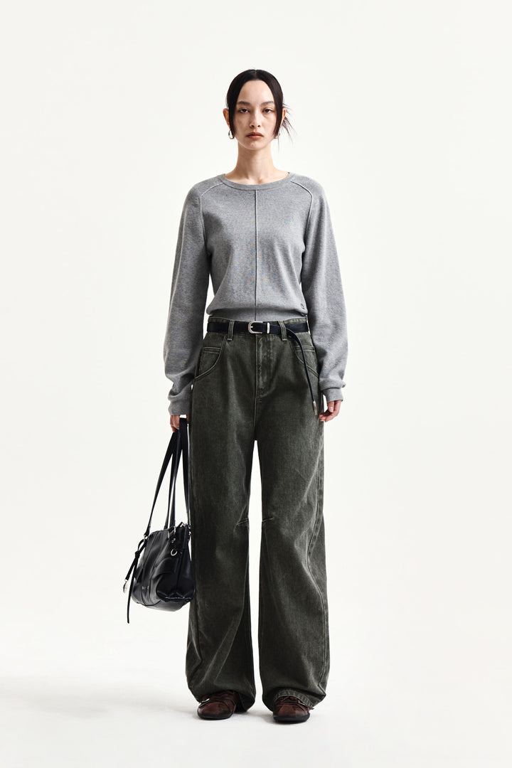 Matin Kim Raglan Sleeve Knit Pullover — Gray