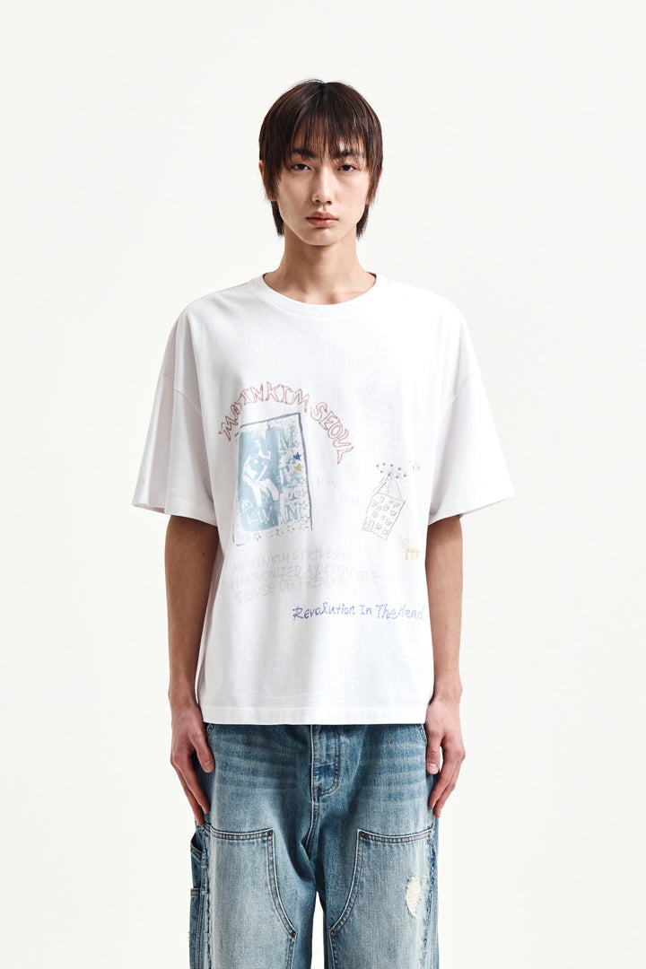 Matin Kim Graffiti Artwork Top — White