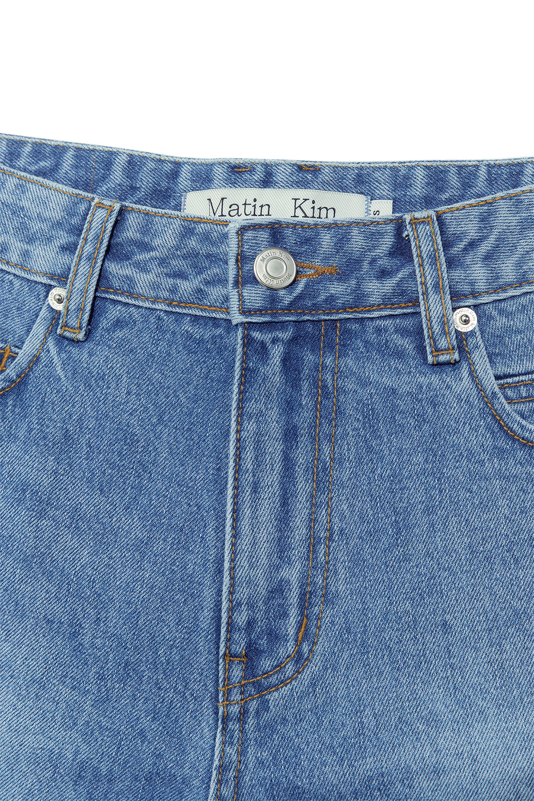 Matin Kim Stitch Point Denim Shorts — Blue