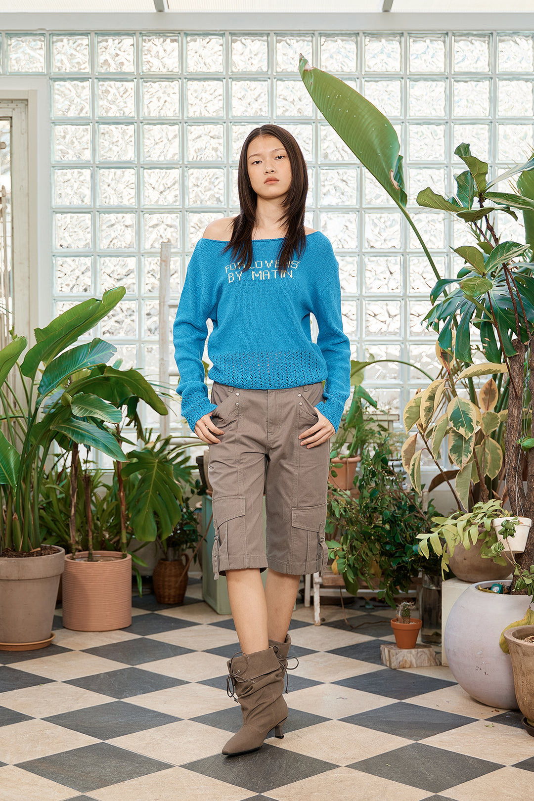 Matin Kim Punching Point Pullover — Light Blue