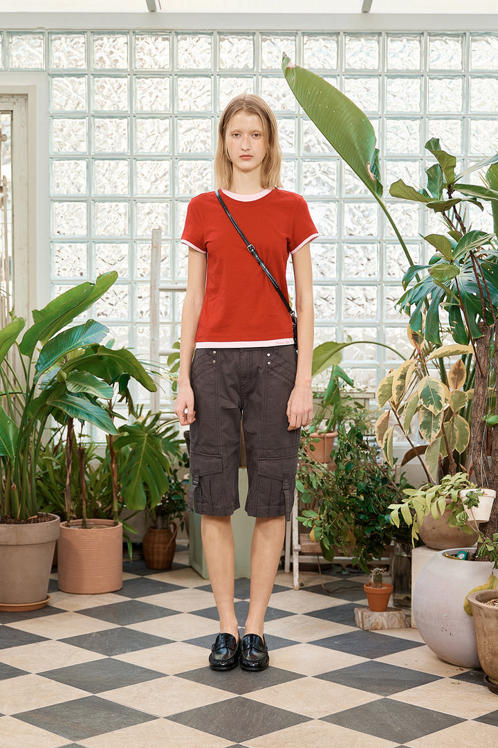 Matin Kim Color Point Layered Top — Red