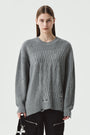 KIMMATIN Cable Mix Damage Knit Pullover — Gray