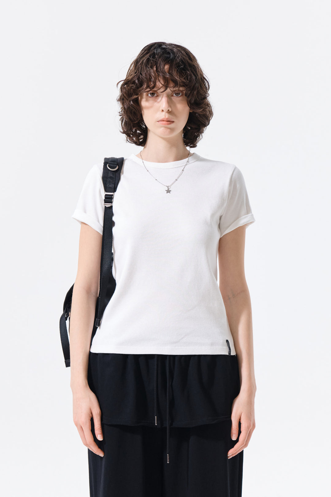 Matin Kim Label Detail Slim Fit Top — Ivory