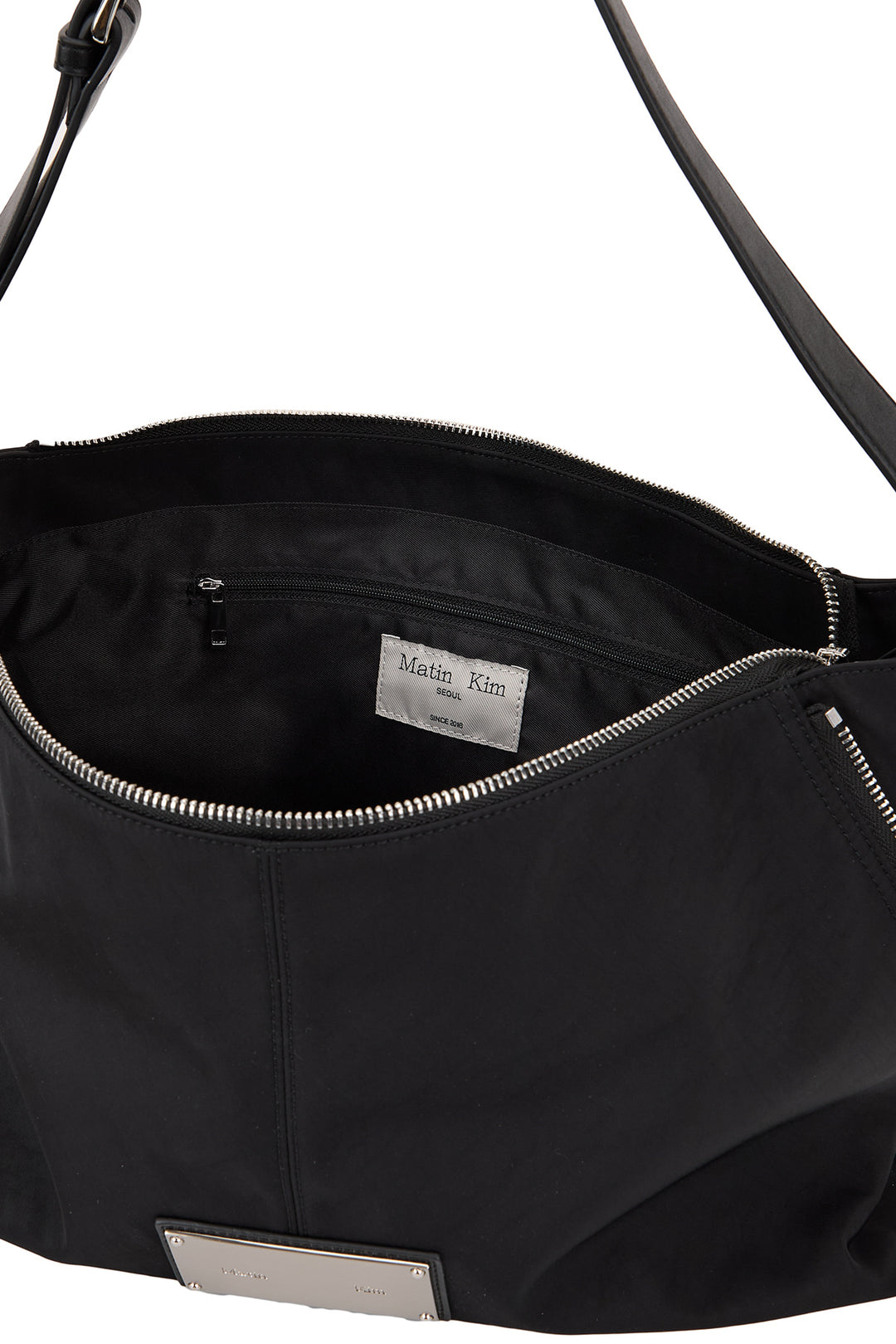 Matin Kim Side Zipper Fabric Shoulder Bag — Black