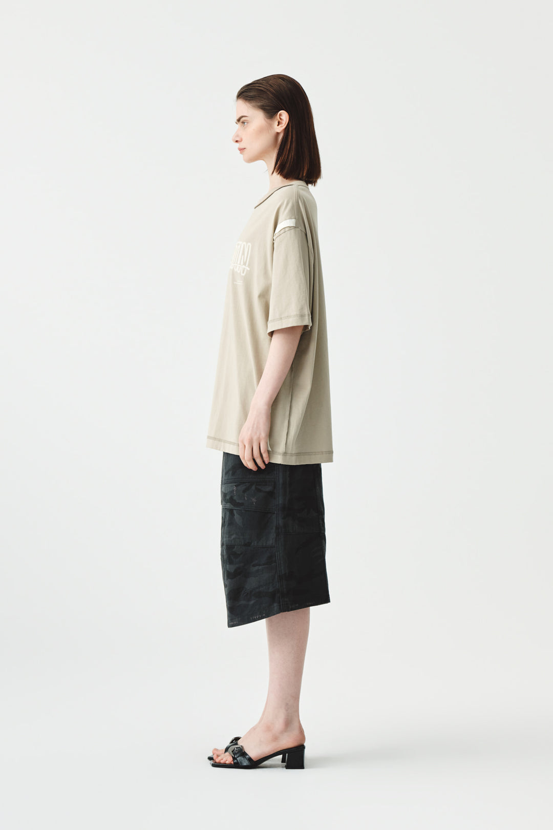 KIMMATIN Rose Print Oversize Tee — Beige