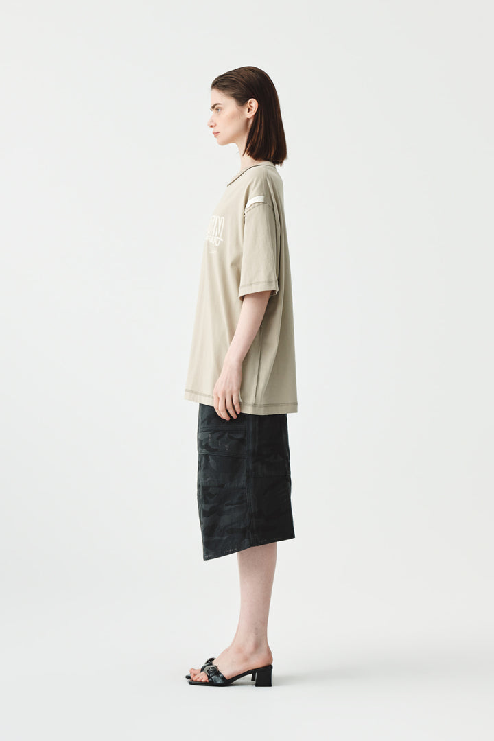 KIMMATIN Rose Print Oversize Tee — Beige