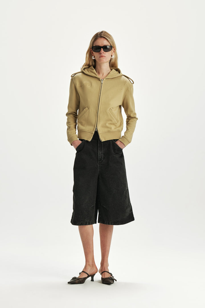 KIMMATIN Damage Point Hoody Zip Up — Olive