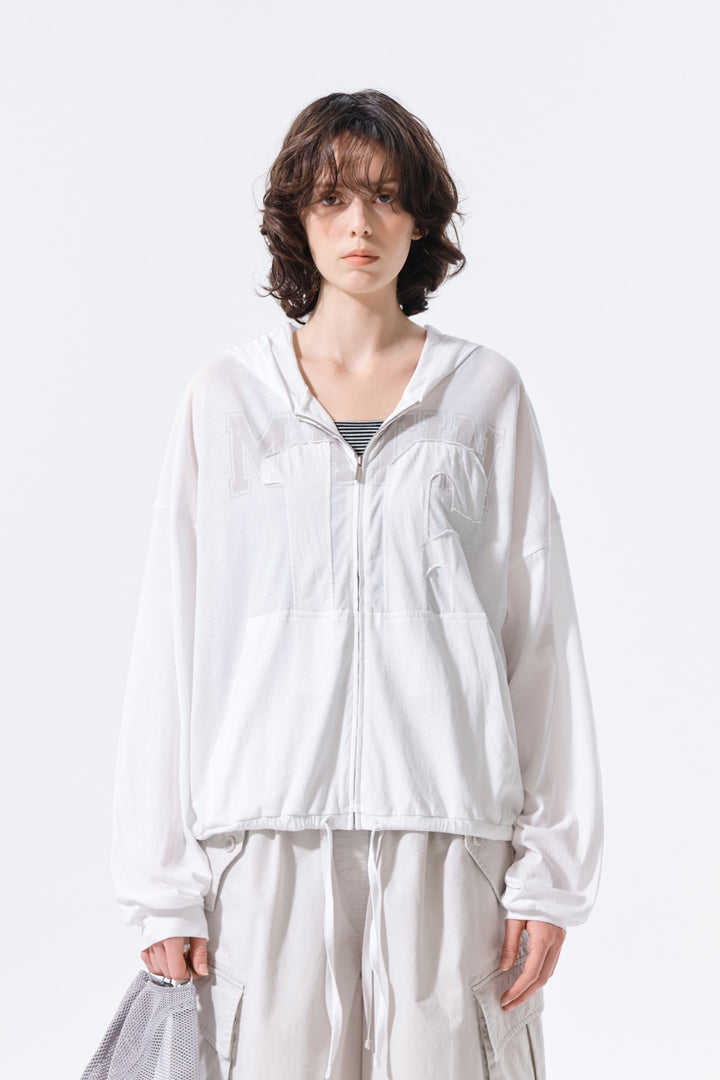 Matin Kim 16 Applique Logo Zip Hoody — White