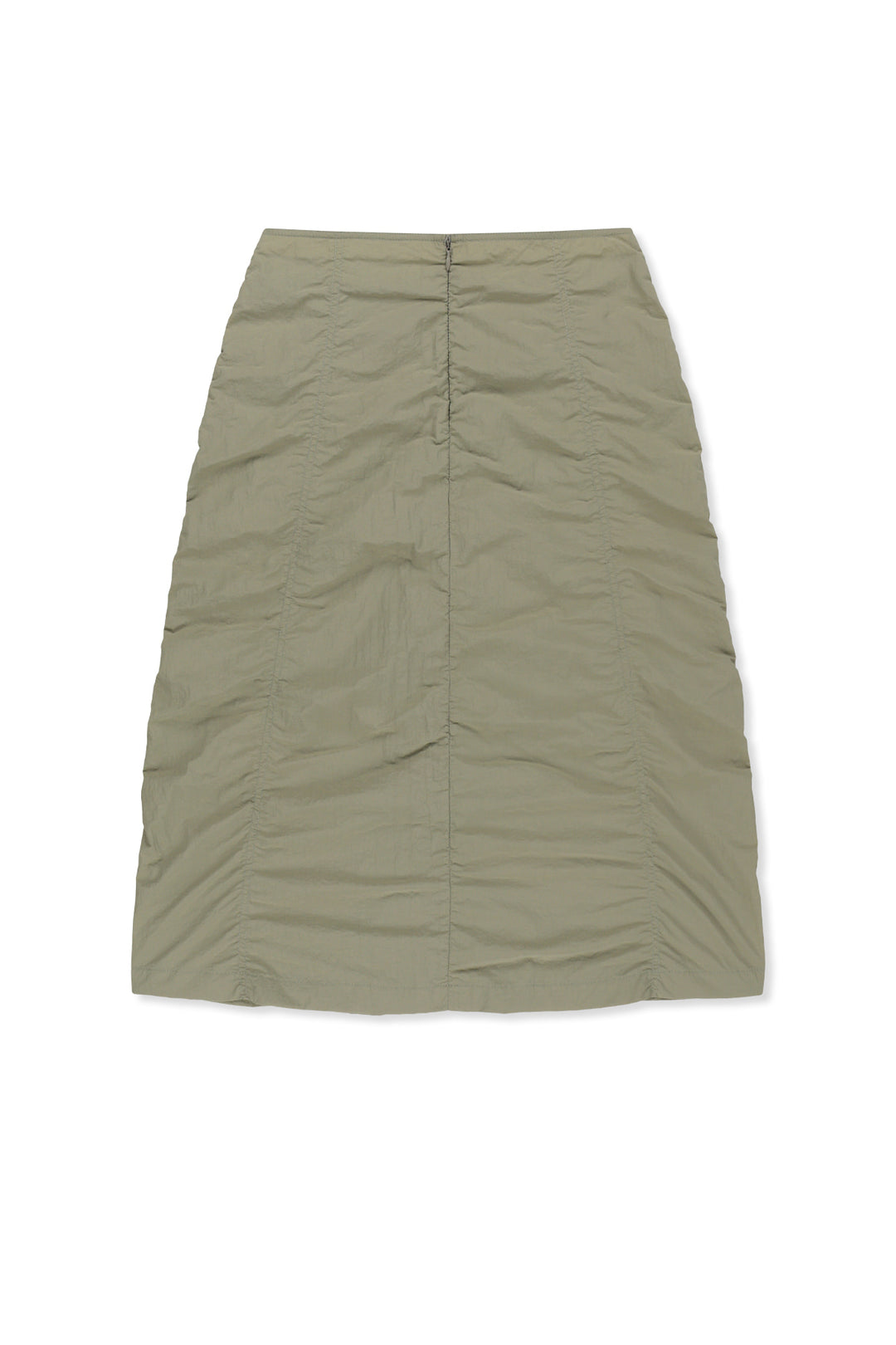 Matin Kim Nylon Shirring Midi Skirt — Khaki