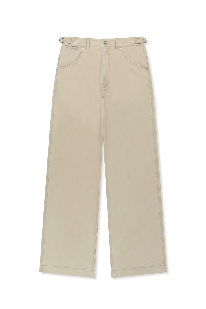 Matin Kim Side Tab Washed Cotton Pants — Beige