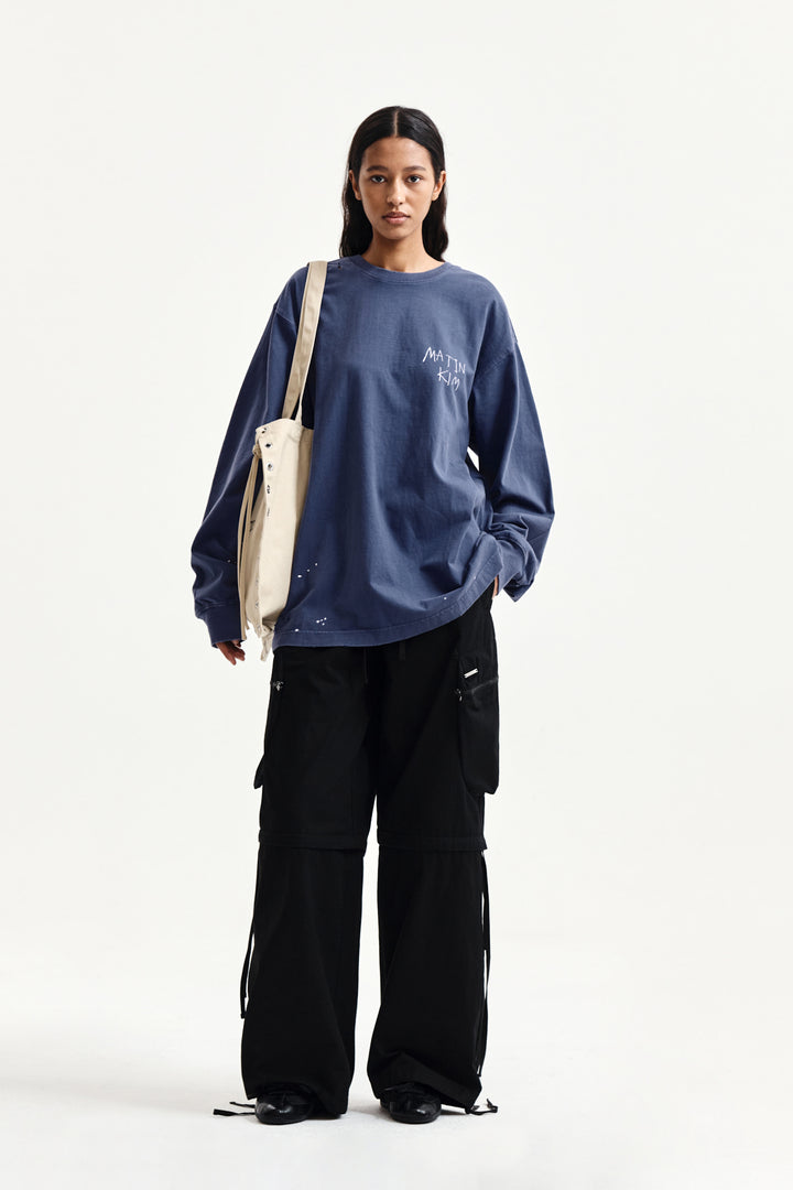 Matin Kim Vintage Washed Logo Top — Blue