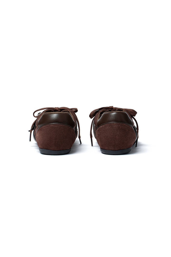 Matin Kim Cross Strap Suede Block Sneaker — Brown