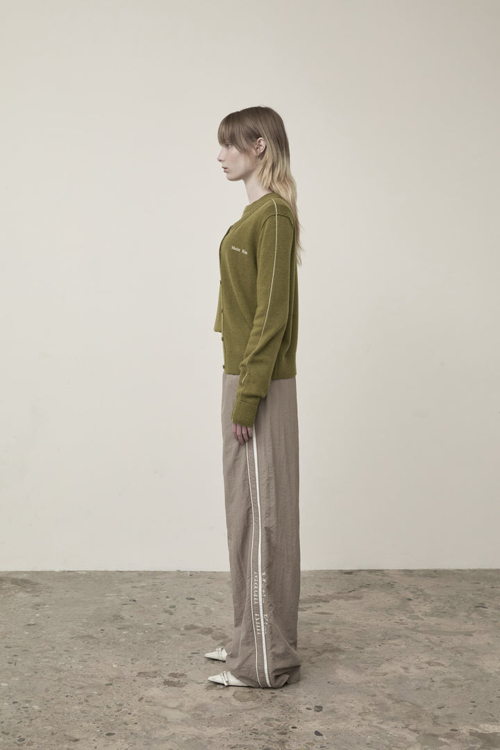 Matin Kim Cashmere Blended Round Knit Cardigan — Olive