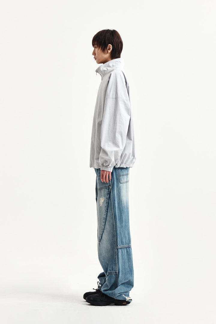 Matin Kim Back Logo High Neck Jumper — Light Grey