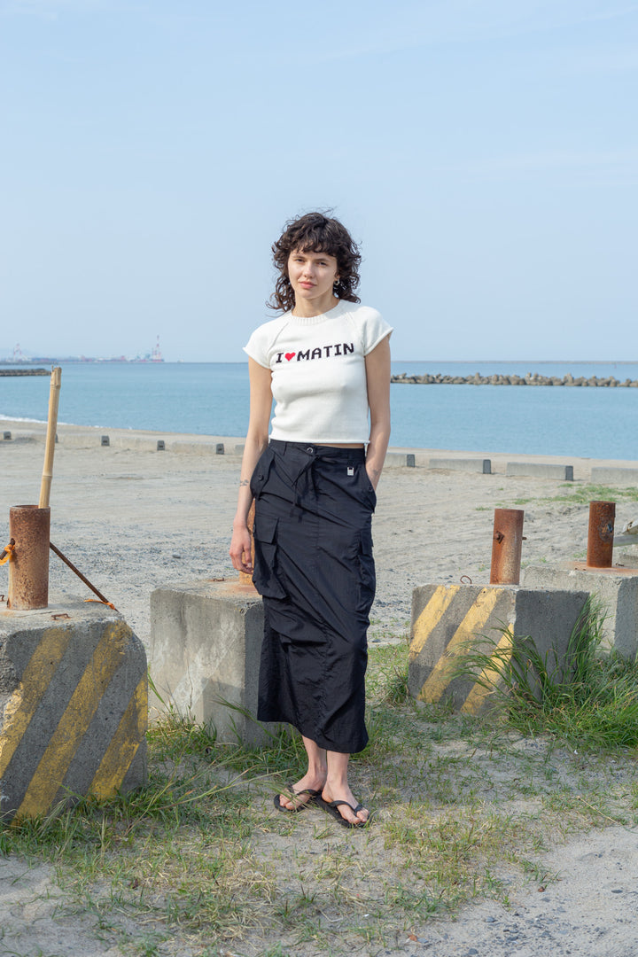 Matin Kim String Nylon Cargo Skirt — Black