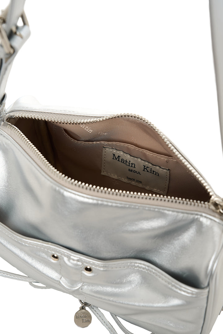 Matin Kim Front Shirring Ribbon Mini Bag — Silver