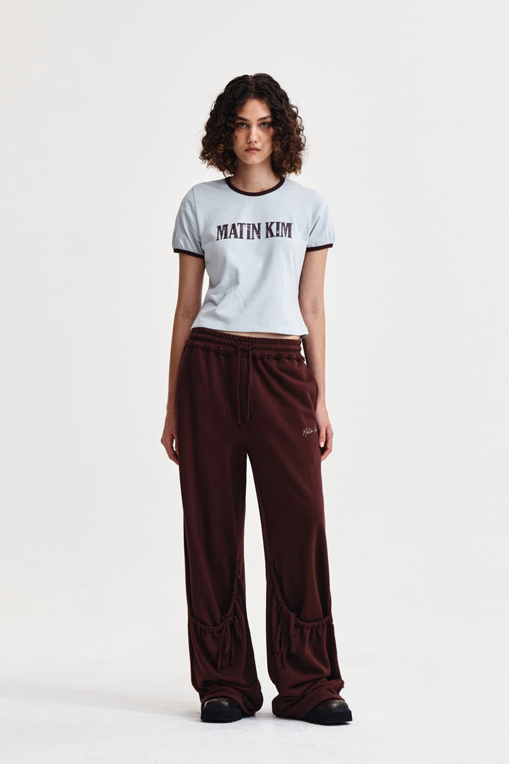 Matin Kim Stud Logo Ringer Top in Smoke — Blue