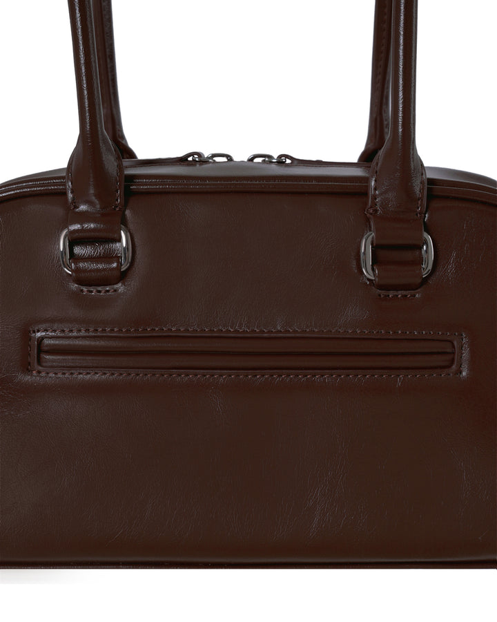 Stand Oil Chubby Bag — Glossy Bowling Crossbody — Maroon