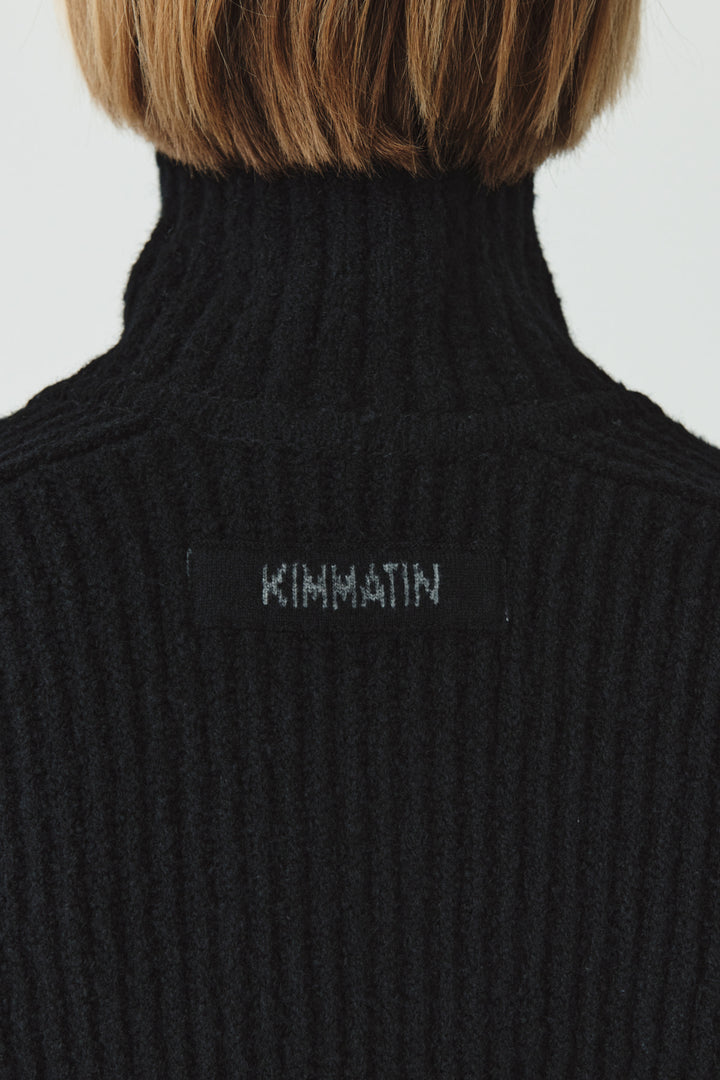 KIMMATIN High Neck Zip Up Cardigan — Black