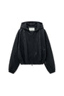 Matin Kim Faux Leather Hoody Crop Jumper — Black