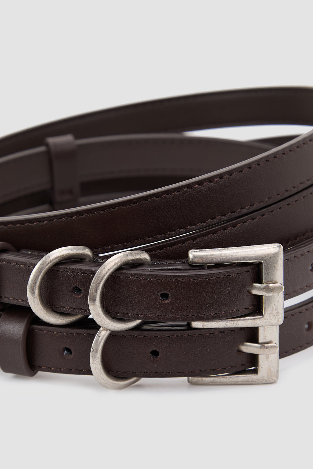 KIMMATIN Double Strap Leather Belt — Brown